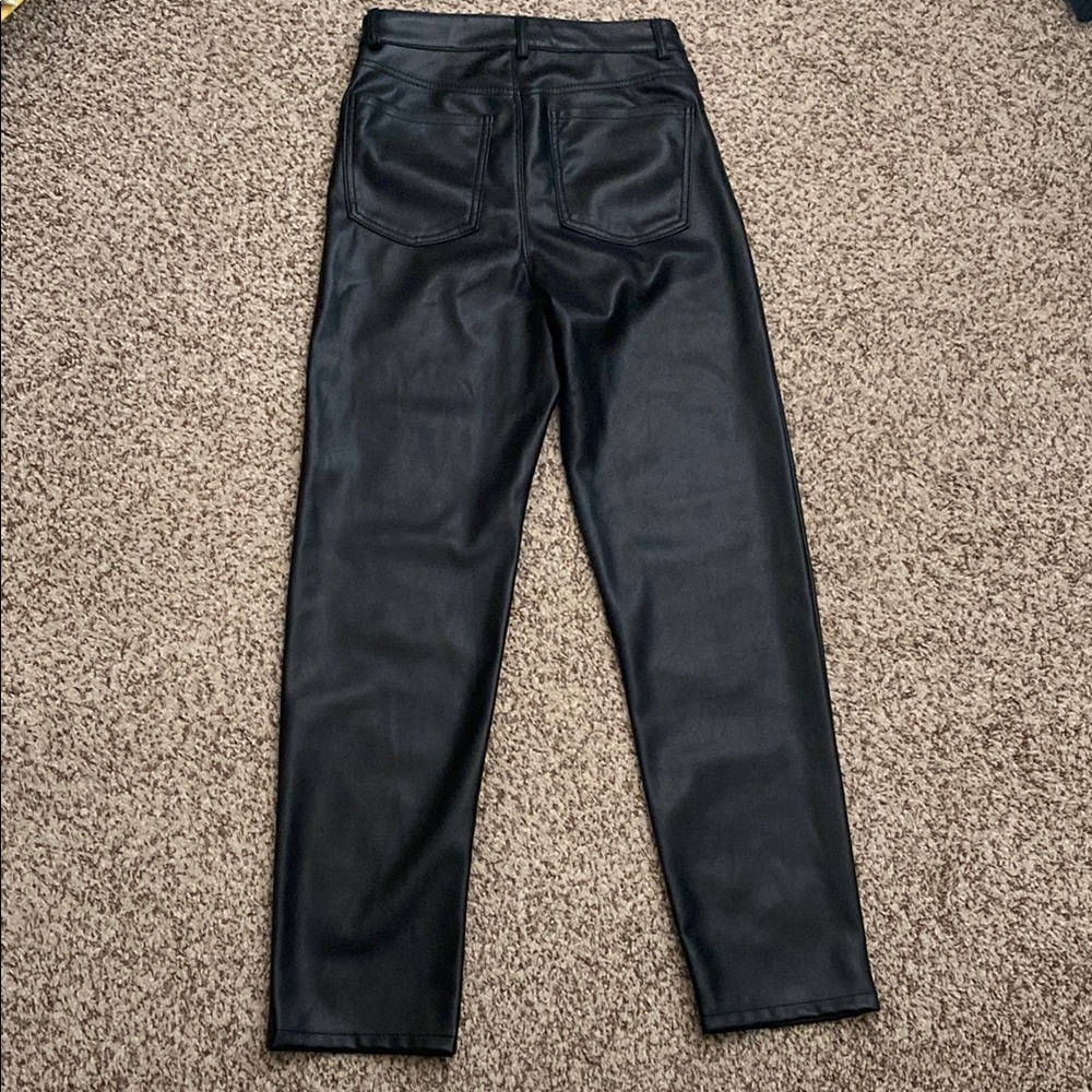 NWOT Dynamite Justina Straight Leg Black Faux Leather Pants - Picture 5 of 13
